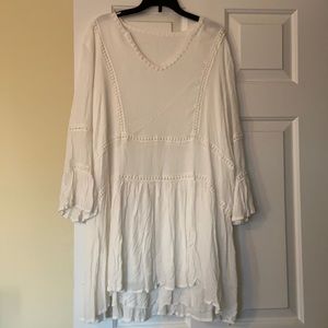 White Bohemian Dress Bell Sleeve